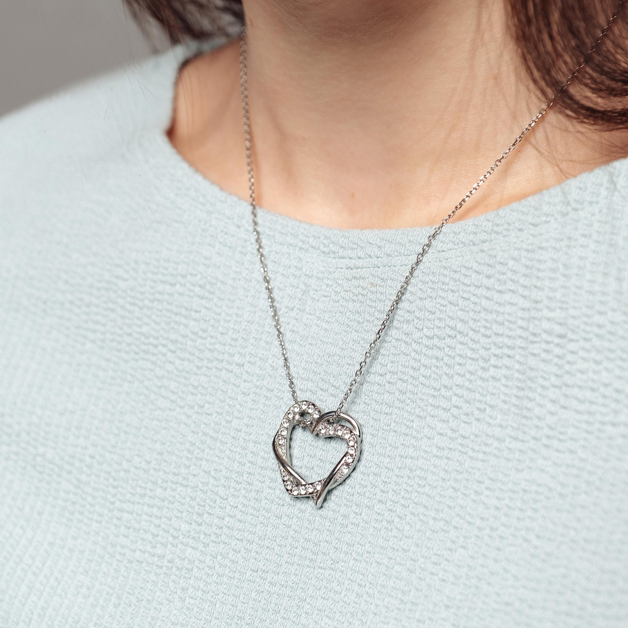 Hearts with Austrian Crystals - Silver Necklace Women - Women’s Necklace Necklace Brother & Sisters