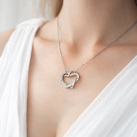 Thumbnail for Hearts with Austrian Crystals - Silver Necklace Women - Women’s Necklace Necklace Brother & Sisters