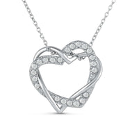 Thumbnail for Hearts with Austrian Crystals - Silver Necklace Women - Women’s Necklace Necklace Brother & Sisters