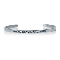Thumbnail for Loyal, Brave, And, True Bracelet - Quote Bracelet - Mantra Bracelet Bracelet 18k White Gold Brother & Sisters