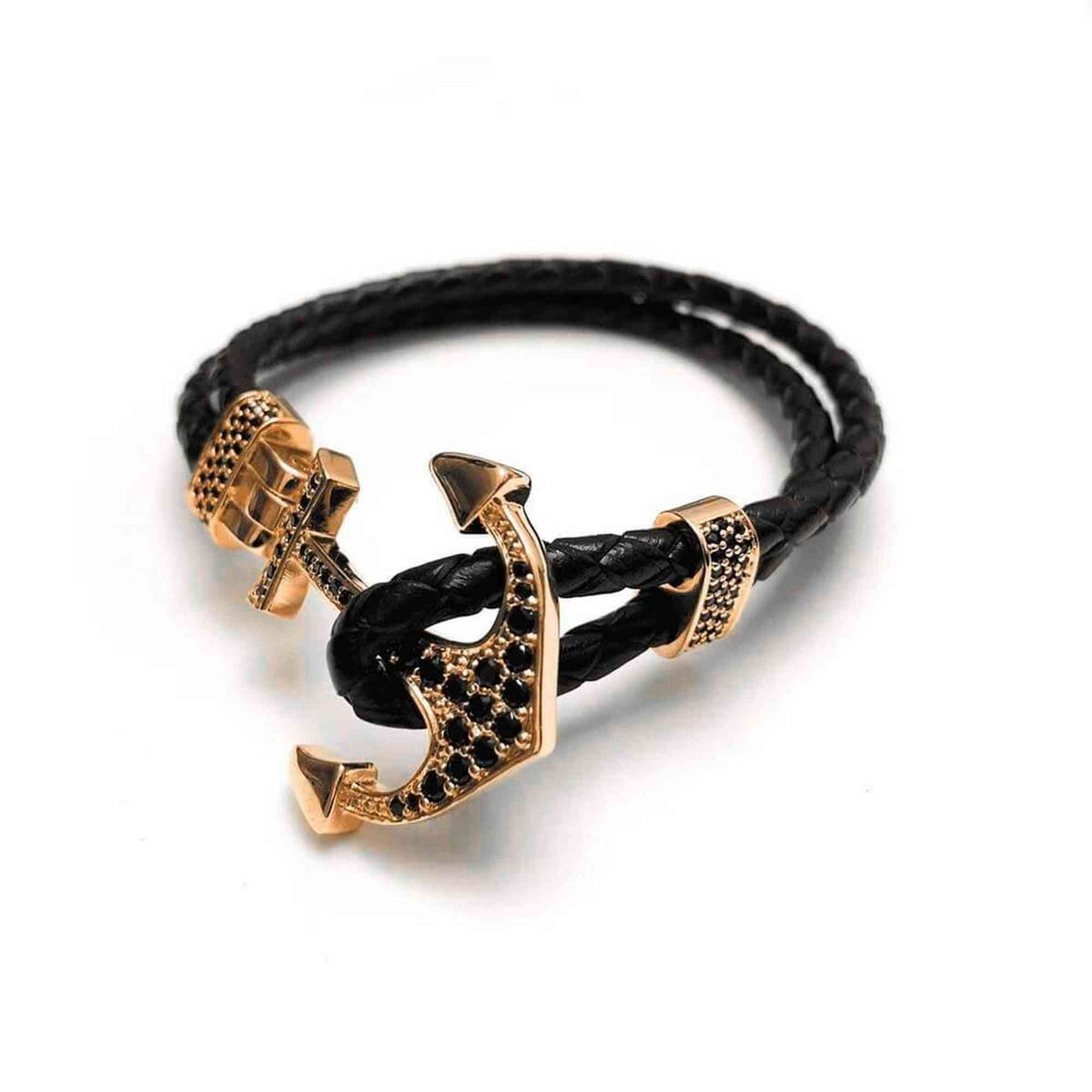 Man Bracelet -  Man Leather Bracelet - Rose Gold Anchor Bracelet - Men's Bracelet Bracelet Brother & Sisters