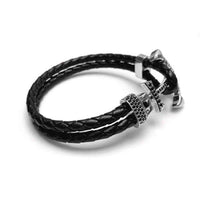 Thumbnail for Man Bracelet -  Man Leather Bracelet - White Gold Anchor Bracelet - Men's Bracelet Bracelet Brother & Sisters