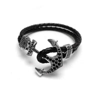 Thumbnail for Man Bracelet -  Man Leather Bracelet - White Gold Anchor Bracelet - Men's Bracelet Bracelet Brother & Sisters