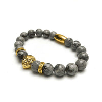 Thumbnail for Man Bracelet - Men’s Beaded Bracelet - Gold Lion & Grey Stones Bracelet - gold bracelet for man Bracelet Brother & Sisters
