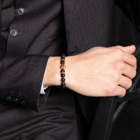 Thumbnail for Man Bracelet - Men’s Beaded Bracelet - Rose Gold Lion & Black Stones Bracelet - Mens Bracelet Bracelet Brother & Sisters