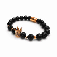 Thumbnail for Man Bracelet - Men's Beaded Bracelets - Rose Gold Crown with Lava Stones Mens Bracelet Bracelet Brother & Sisters