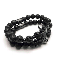 Thumbnail for Man Bracelets - Men’s Beaded Bracelets - Black Crowned Lion Set - Men’s Bracelet Bracelet Brother & Sisters
