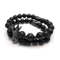Thumbnail for Man Bracelets - Men’s Beaded Bracelets - Black Crowned Lion Set - Men’s Bracelet Bracelet Brother & Sisters