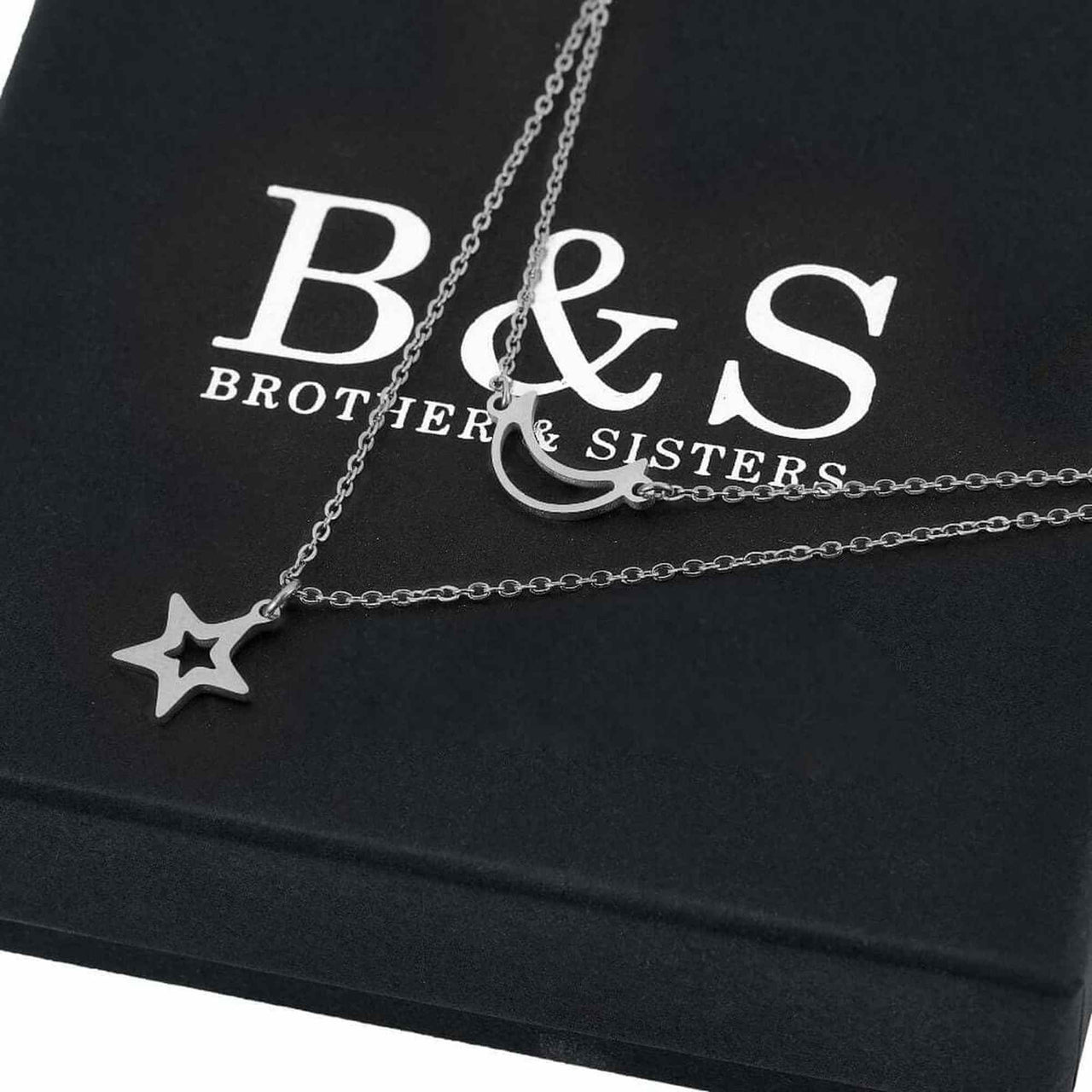 Moon & Star Necklace - Silver Necklace Women - Necklace For A Woman Necklace 18k White Gold Brother & Sisters