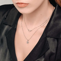 Thumbnail for Moon & Star Necklace - Silver Necklace Women - Necklace For A Woman Necklace 18k White Gold Brother & Sisters