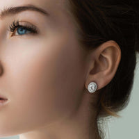 Thumbnail for Silver Oval Earrings - Sterling Silver Earrings For Women - Silver Stud Earrings Earrings Brother & Sisters