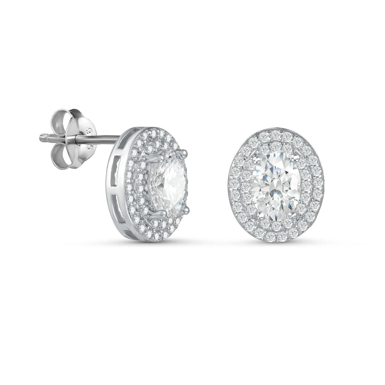 Silver Oval Earrings - Sterling Silver Earrings For Women - Silver Stud Earrings Earrings Brother & Sisters