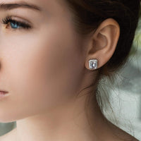 Thumbnail for Silver Rectangle Earrings - Sterling Silver Earrings For Women - Silver Stud Earrings Earrings Brother & Sisters