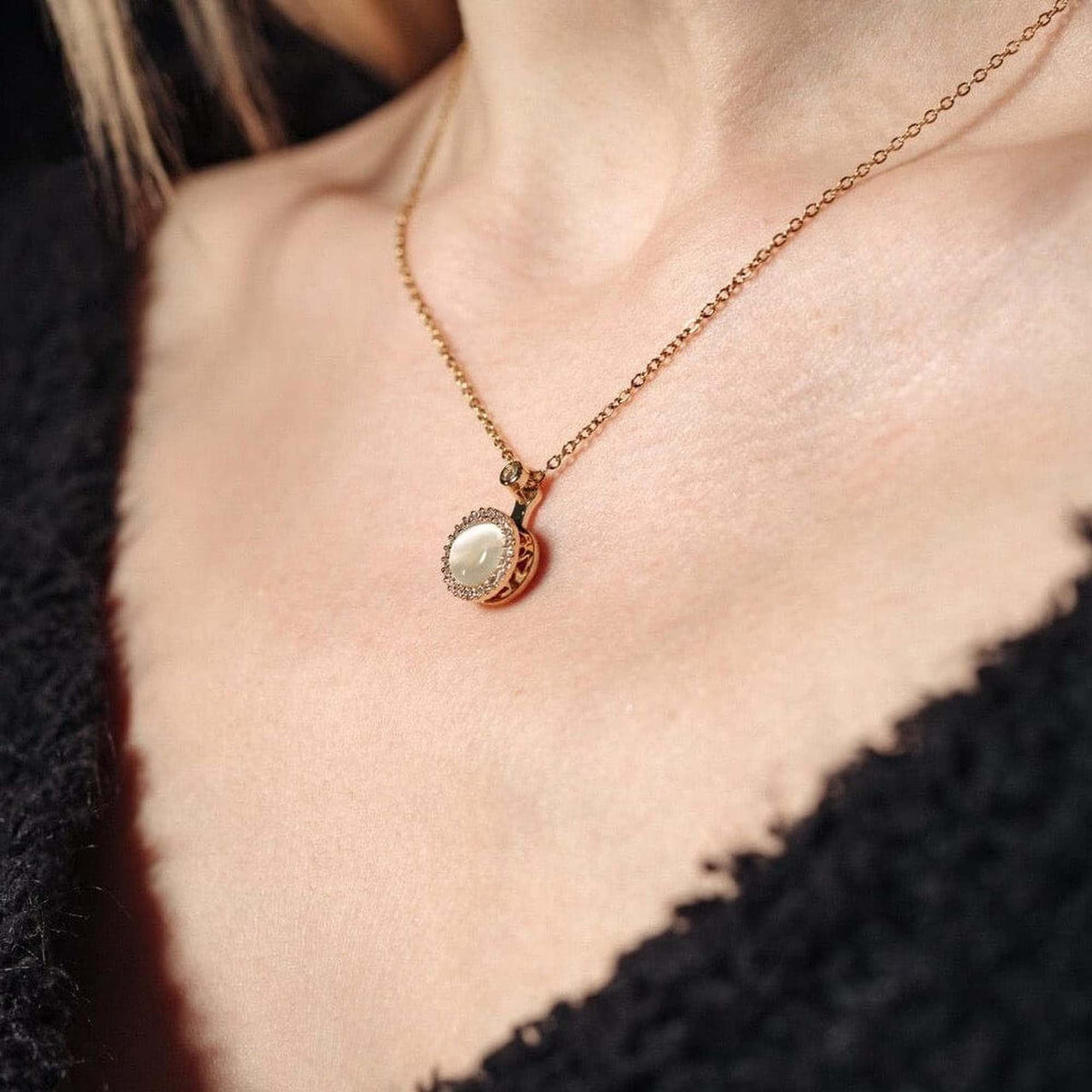 The Moonstone Necklace - Female Gold Necklace - Gold Chains For Women Necklace Brother & Sisters