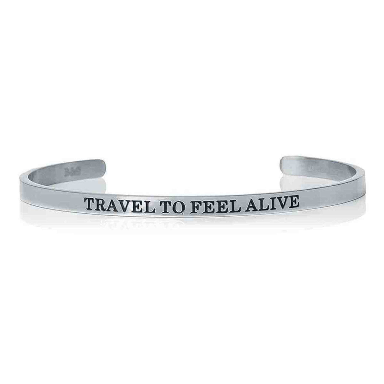 Travel To Feel Alive Bracelet - Quote Bracelet - Mantra Bracelet Bracelet 18k White Gold Brother & Sisters