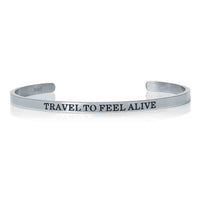Thumbnail for Travel To Feel Alive Bracelet - Quote Bracelet - Mantra Bracelet Bracelet 18k White Gold Brother & Sisters